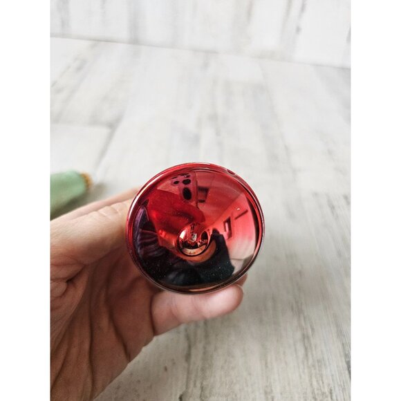 Vintage glass bell striped red green ornament Xmas set - Picture 14 of 14